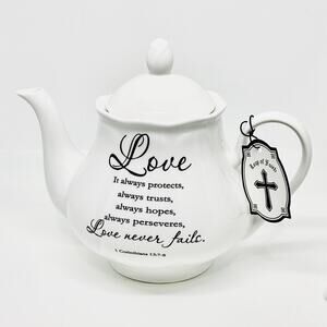 Kent Pottery “Love Never Fails” White Teapot